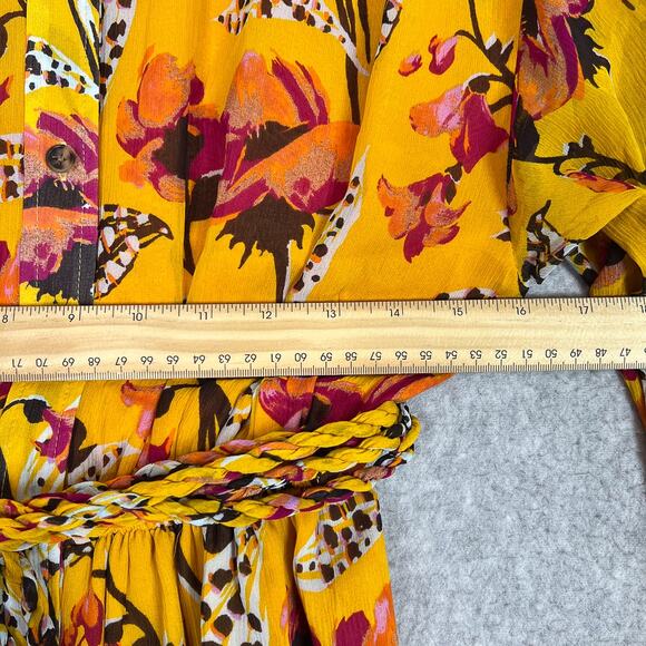 A.L.C. Yellow Floral Jen Silk Long Sleeve Mini Dress Size 0 - Picture 6 of 9